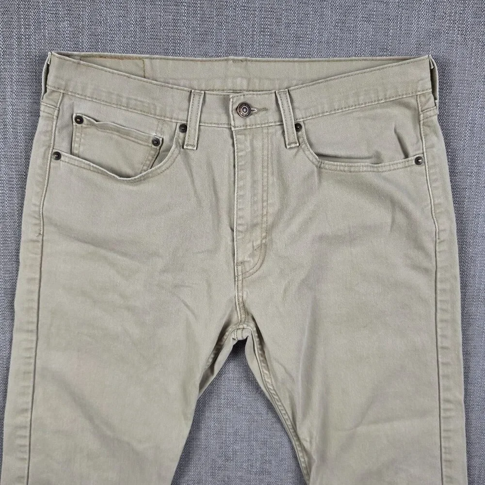 Levi's 502 Regular Tapered Mens 34x30 Tan Khaki Twill Chino Pants Stretch Casual